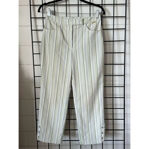 St. John Sport Striped Pants Womens 2 Green White Stretch Vintage 80s 90s Preppy